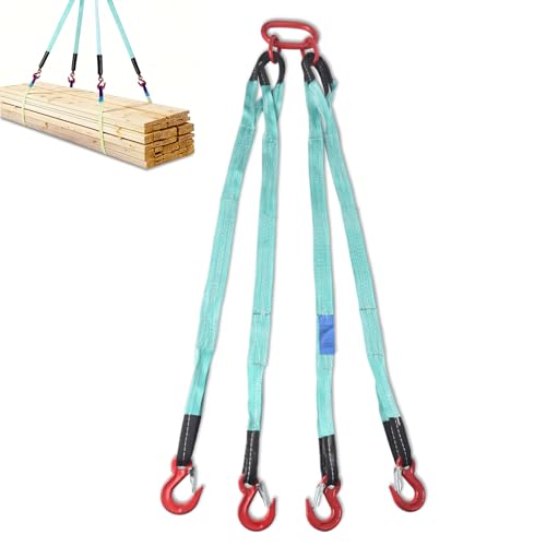 5Ft 6T Chain Sling for Lifting, 13220lbs 4 Legs with Grab Hooks & Adjusters, Polyester Rigging Straps for Engine Hoist & Security Towing