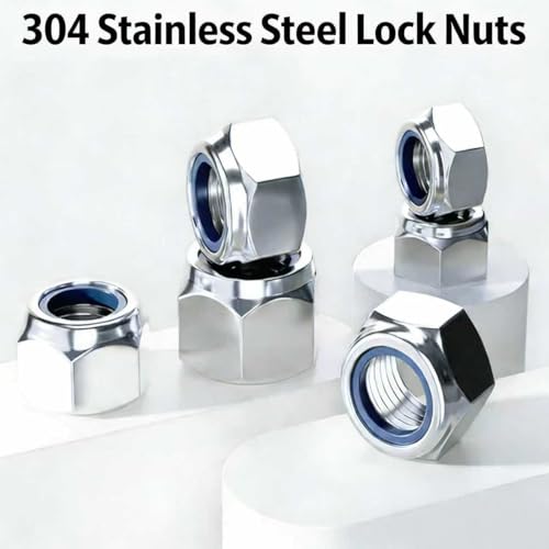 M12-1.75mm Locknuts,24PCS 304 (A2-70) Stainless Steel Nylon Insert Lock Nuts,Standard Metric Thread Nylock Nuts - size: M12-1.75mm 24PCS