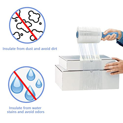 2 Pack Stretch Wrap Film with Winding Handle, 80 Gauge Shrink Wrap roll, 5" x 1000' Stretch Wrap Roll, Plastic Wrap for Moving, Packing Wrap Industrial Strength, Clear Plastic Pallet Shrink.
