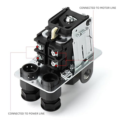 MEANLIN MEASURE Air Compressor Pressure Switch Control Valve 120-150 PSI 110V-240V 4-way Replacement Parts With AFR2000 Air Line Filter and Safety Pressure Relief Valve - style: Filter Model