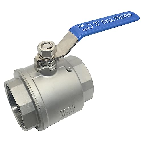 DAN SPEED 3" NPT Female 316 Stainless Steel Full Port Ball Valve Vinyl Handle WOG1000 (3 inch) - size: 3 inch 1 piece