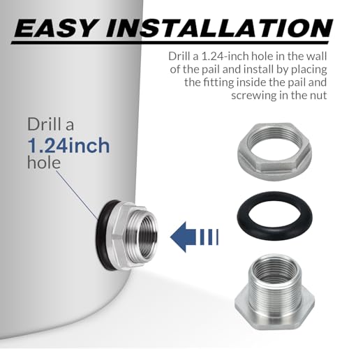 Bulkhead Water Tank Fitting,3/4" NPT Female Thread,304 Stainless Steel Thru-bulk Fitting(2 Pcs) - size: 3/4"NPT