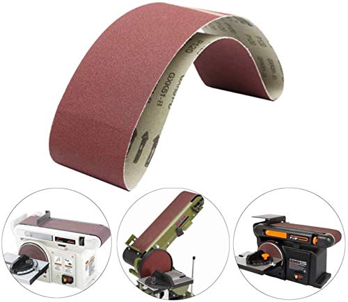 4 x 36 Inch Sanding Belts, 320/400/600/800/1000 Grits Mix Fine Grit, Belt Sander Tool for Woodworking, Metal Polishing, Aluminum Oxide Sanding Belts (5 Pack)