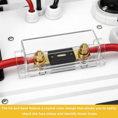 3 PCS 100A ANL Fuse Holder with Fuses, 0/2/4 Gauge AWG Fuses & Holder Block with Screws, Waterproof ANL Fuse Transparent Box Set Universal for Car Audio System - color: 100A