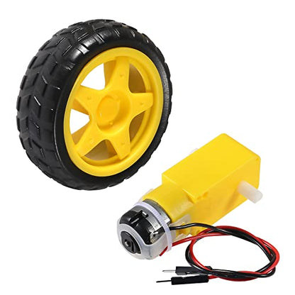 DIANN 2 Sets DC Gearbox Motor TT Motor 200RPM Tire Wheel DC 3-6V 1:48 Male Connector with 1Pc L298N Motor Drive Controller Board - style: Motor Sets