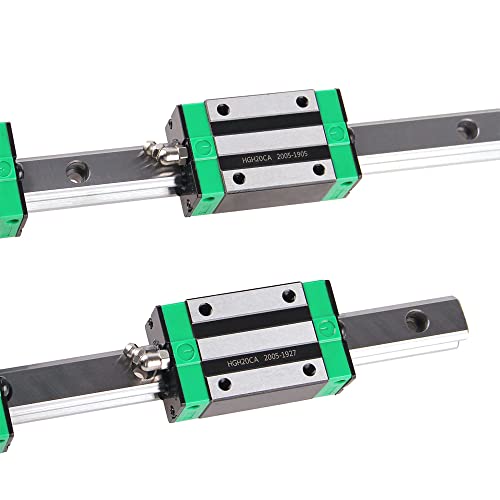 Linear Guide Rail 2 X HGR 20-300mm Linear Slide Rail + 4 X Bearing Blocks Linear Guideway Rail for DIY CNC Routers Lathes Mills - size: 300mm, style: Linear Rail HGR20 with Green Bearings