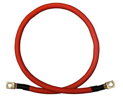 1/0 AWG Gauge Red + Black Pure Copper Battery Inverter Cables Solar, RV, Car, Boat 7 feet 5/16 in Lugs - color: 5/16 in. Lugs both ends, size: 7 ft.