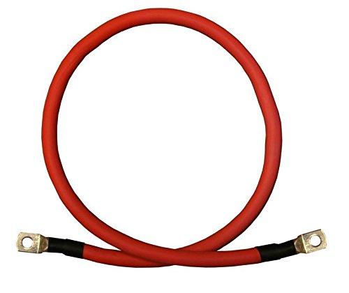 1/0 AWG Gauge Red + Black Pure Copper Battery Inverter Cables Solar, RV, Car, Boat 5 feet 3/8 in Lugs - color: 3/8 in. Lugs both ends, size: 5 ft.