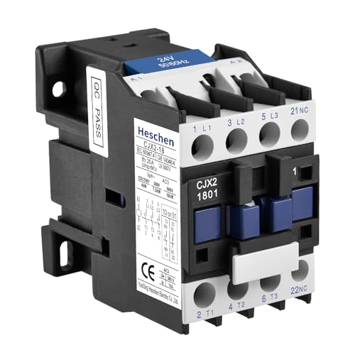 Heschen AC Contactor, 24V 50/60Hz Coil, 18A (AC-3), 3NO+1NC Aux, 3P - color: 24V Coil, size: 18A (1NC Normally Closed)