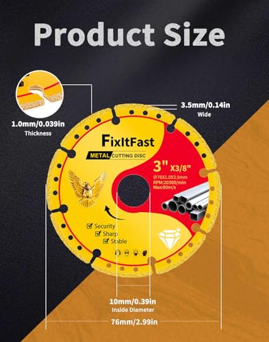 FIXLTFAST 3" Diamond Cutting Wheel Metal Cut Off Disc for Angle Grinder - style: METEL-3