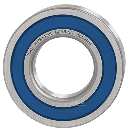 XIKE 10 Pcs MR93-2RS Bearings 3x9x4mm, Double Rubber Seals. - size: MR93-2RS 3x9x4mm