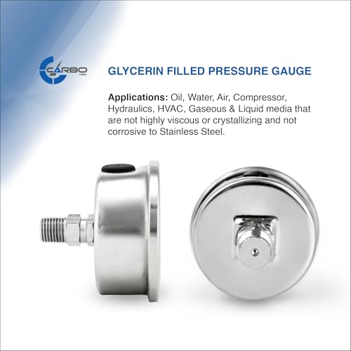 Carbo Compound Pressure Gauge -30 inHg to 60 PSI, NIST Traceable, USA Lab Calibrated, 2.5" Dial, 1/4 NPT Back Mount, ASME Grade A, 304 SS Case, Brass Wetted Parts, PSI/inHg - size: -30 inHg to 60 PSI, style: NIST TRACEABLE