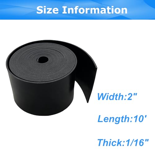 Solid Rubber Sheets,Rolls & Strips 1/16 (.062)" Thick X 2" Wide X 10'Long - size: 2"X10'X1/16", style: No Adhesive