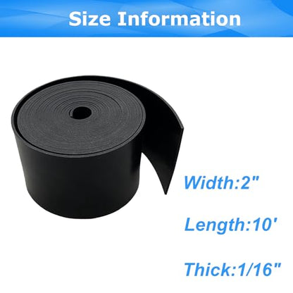 Solid Rubber Sheets,Rolls & Strips 1/16 (.062)" Thick X 2" Wide X 10'Long - size: 2"X10'X1/16", style: No Adhesive