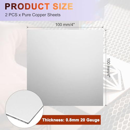 uxcell 2Pcs 304 Stainless Steel Sheet Plate, 4" x 4", 20 Gauge (0.8mm) Thickness, Stainless Steel Plate with Gloves for Crafting, Modelers, Jewelry, Repairs, Electrical Repairs (Silver) - size: 100 x 100 x 0.8mm