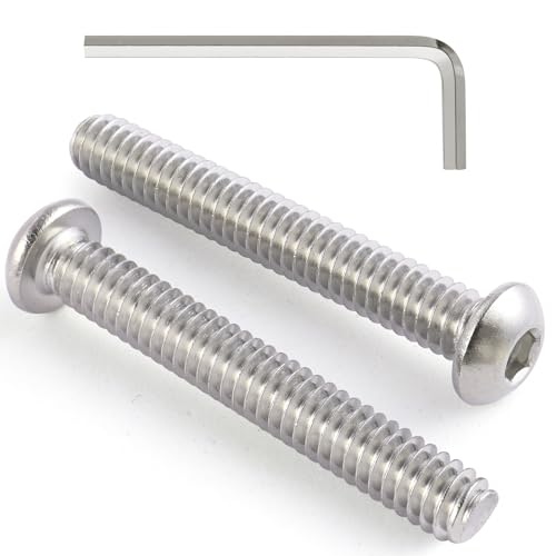 VGBUY 40Pcs 1/4-20 x 1-1/2" Button Head Socket Cap Bolts Screws, 304 Stainless Steel 18-8, Allen Hex Drive, Bright Finish, Fully Threaded, Hex Spanner Included (VG30308) - color: Silver, size: 1/4-20 x 1-1/2"