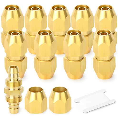 GASHER 10PCS Brass Pneumatic Replacement Fitting, Reusable Hose Splicer Repair Fitting 3/8" Barb x 3/8" Barb（Suitable for 3/8" ID，1/2" OD air hose) - size: 3/8" Barb × 3/8" Barb (3/8" ID 1/2" OD)