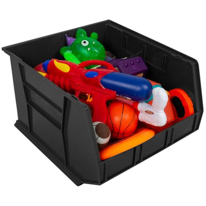 Akro-Mils AkroBins Stackable Plastic Storage Organizer Bins, Black, 3-Pack - color: Black