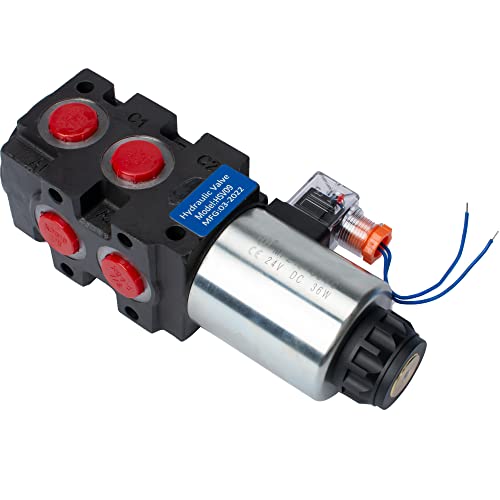 Hydraulic Solenoid Diverter Valve, 18 GPM DC 24V SAE Ports Hydraulic Solenoid Selector, MAX Pressure 200 Bar - style: 18GPM DC 24V