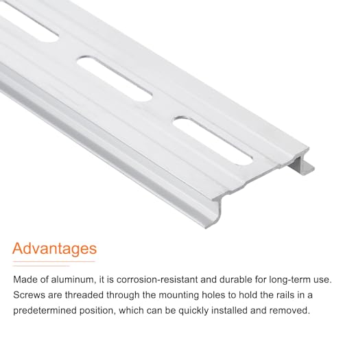 MECCANIXITY DIN Rail Slotted Aluminum Mounting Guide 15 Inch x 1.4 Inch x 0.3 Inch for Equipment Installation Pack of 5 Pcs - size: 15 Inch x 1.4 Inch
