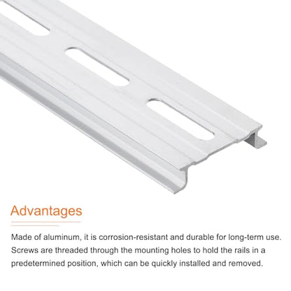 MECCANIXITY DIN Rail Slotted Aluminum Mounting Guide 15 Inch x 1.4 Inch x 0.3 Inch for Equipment Installation Pack of 5 Pcs - size: 15 Inch x 1.4 Inch