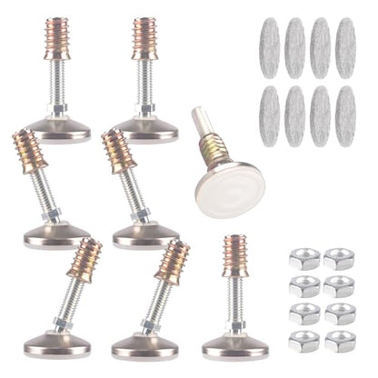 HUAYY Furniture Levelers Swivel Feet,Angle Height Adjustable(3/8-16 Nut Inserts Kits-8 Sets),Heavy Duty Leveling Legs for Table Chairs Cabinets Sofa,with High-Density Self-Adhesive Felt Pads - size: 3/8-16 Kits-8 Sets