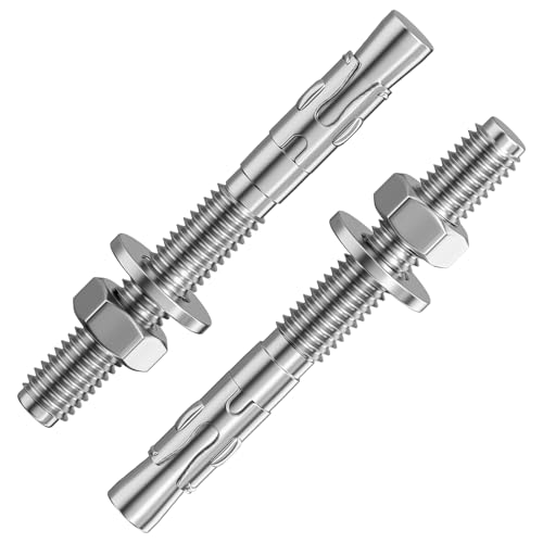 Wensilon 30Pcs 1/2x4 Inch Standard Fasteners for Heavy-Duty 304 Stainless Steel Wedge Anchors for Cement and Concrete - size: 1/2x4"