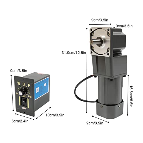 120W 110V Gear Reducer Motor with Speed Controller, 45rpm 1:30 Reduction Ratio High Torque AC Worm Gear Reducer Motor 90° Right Angle Output