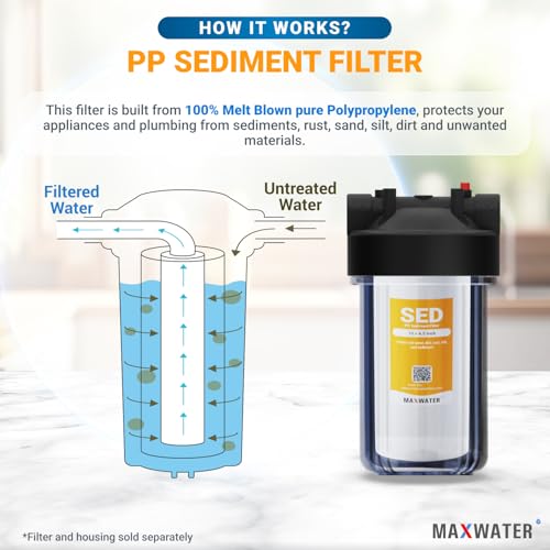 Max Water 5 Micron 10 x 4.5 Whole House Sediment Water Filter Replacement Cartridge Compatible With DGD-5005, AP810, SDC-45-1001, HD-950A, WFHD13001B, 2-Pack - size: 2, style: 5 Micron