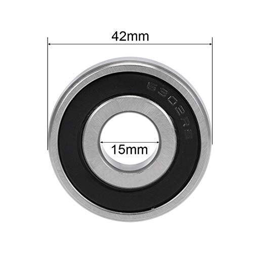 uxcell 6302-2RS Deep Groove Ball Bearings Z2 15mm X 42mm X 13mm Double Shielded Carbon Steel 2pcs - size: 15mmx42mmx13mm