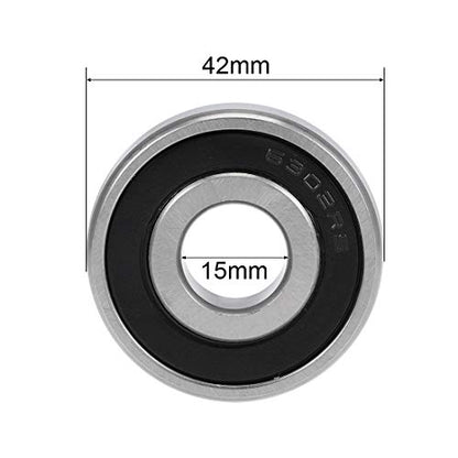 uxcell 6302-2RS Deep Groove Ball Bearings Z2 15mm X 42mm X 13mm Double Shielded Carbon Steel 2pcs - size: 15mmx42mmx13mm