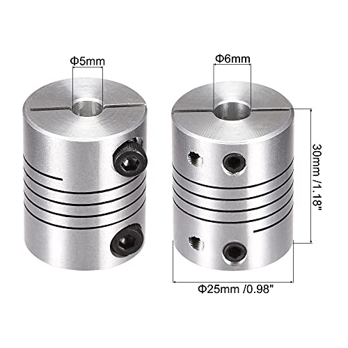 uxcell 2PCS Motor Shaft 5mm to 6mm Helical Beam Coupler Coupling 25mm Dia 30mm Length - size: 5mm to 6mm