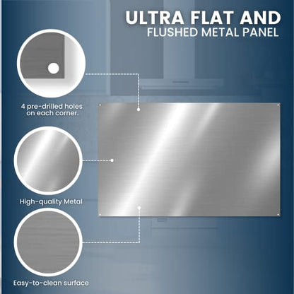 24" x 30" Reversible Metal Backsplash Matching screws | Compatible with Broan-NuTone SP3004 - Ultra Flat and Flushed Metal Panel Splatter Guard for Stovetop Easy Installation - size: 30" x 24" (1 PACK)