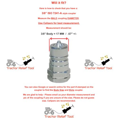 3/8" 7241-A The Original Hydraulic Quick Coupling Pressure Decompression Relief Release Tool 3/8" 7241-A Size Fits Models of Kubota, John Deere, other Compact Tractors