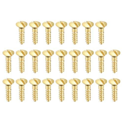 PATIKIL M4 x 16mm Slotted Wood Screw, 25 Pack Solid Brass Oval Head - size: M4x16mm