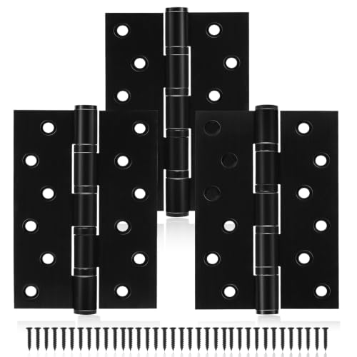 3 Pack Black Door Hinges 6 Inches Ball Bearing Hinges Heavy Duty Stainless Steel Hinge with Screws, Square Corner, Smooth and Quiet - size: 6inch - 3 Pack