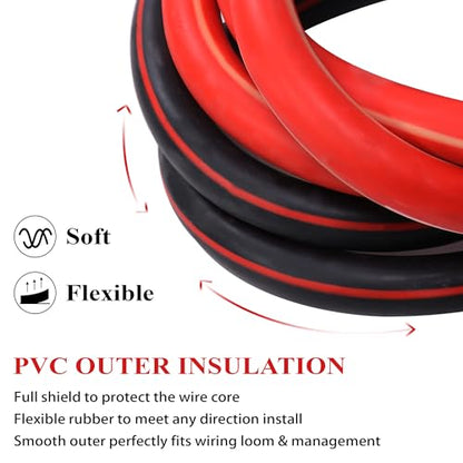 2 Gauge Battery Cable, 2 AWG CCA Wire 30FT Each Black/Red - color: Black and Red, size: 30 Feet Each