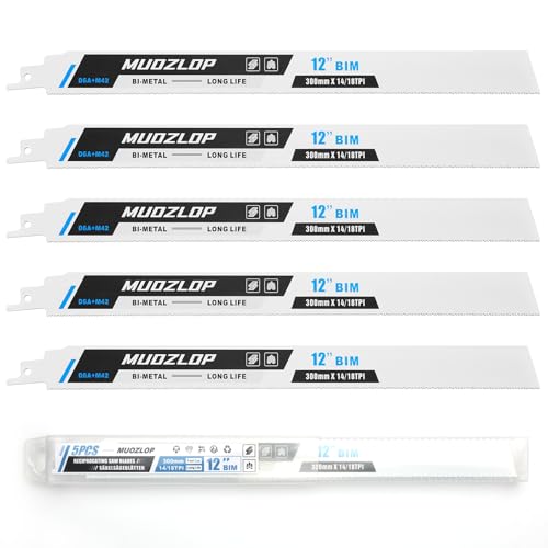 5Pack 12inch 14/18TPI Metal Reciprocating Saw Blades Set - size: 14/18TPI/12 inch