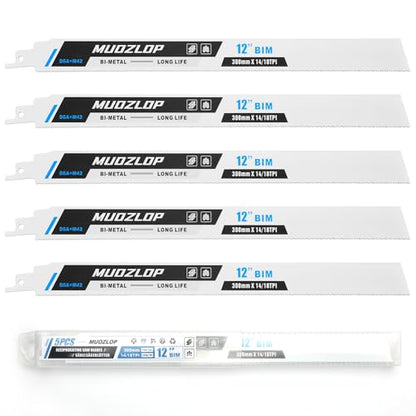 5Pack 12inch 14/18TPI Metal Reciprocating Saw Blades Set - size: 14/18TPI/12 inch