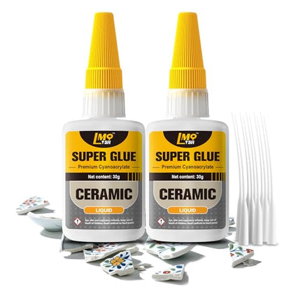 Ceramic Super Glue Liquid, Clear CA Glue for Pottery Porcelain Food Safe - size: 2oz-thin