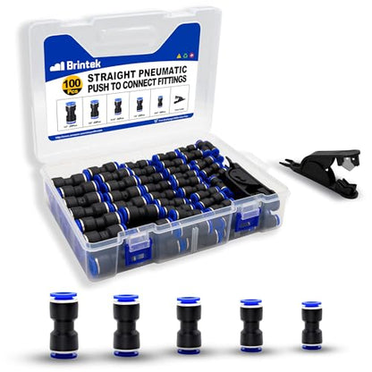 100PCS Push to Connect Air Fitting Straight 4/6/8/10/12mm Kit