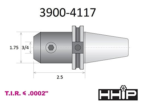 HHIP 3900-4117 3/4 x CAT 40 V-Flange End Mill Holder with 2.5 Gage Depth - size: 3/4" Bore Dia, 2.50" Gage Depth