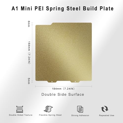 A1mini Double Sided Textured PEI Build Plate 184x184mm - color: Double Sided Textured PEI, size: 184x184mm