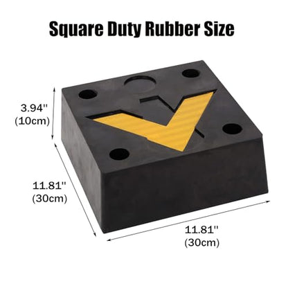 Rubber Dock Bumpers 11.8" x 11.8" x3.9" with Mounting Holes - size: Square Shape