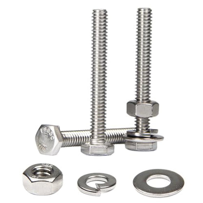 MroMax 20 Sets 1/4-20 x 2 Hex Head Screw Bolt, Nuts, Flat Washer & Spring Lock Washers Kits,Fully Threaded, Stainless Steel 18-8（304）, Bright Finish - size: 1/4"-20 x 2" (20 Sets)
