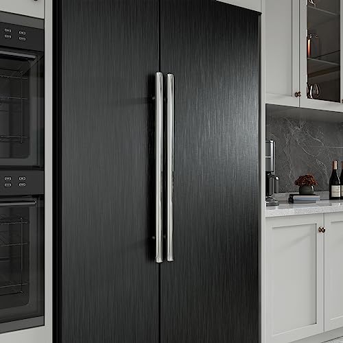 Livelynine Brushed Black Peel and Stick Wallpaper Stainless Steel Contact Paper for Appliances Dishwasher Refrigerator Door Covers Fridge Vinyl Wrap Waterproof Kitchen Counter Top Cover 15.8x78.8 - size: 15.8"W x 78.8"L