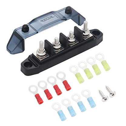 Recoil BBSPG4 4 Position Bus Bar Terminals Power Distribution Block - style: Discrete 4xM5 Studs Black