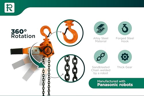 GORILA Manual Lever Hoist 360° | Manual Ratchet Chain Puller Hoist | 1650LBS - 5FT (0,75 Ton - 1,5 Meters) | Safety Factor 4:1 | Since 1989 - size: 1650lbs - 5ft / 0,75t - 1,5m