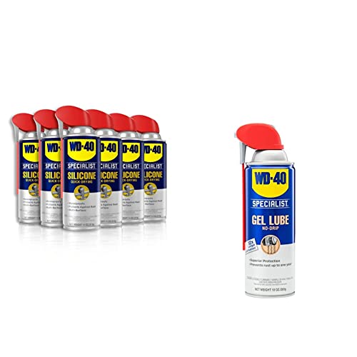WD-40 Specialist Silicone Lubricant with Smart Straw Sprays 2 Ways 11 OZ [6-Pack] & Specialist Gel Lube with Smart Straw Sprays 2 Ways, 10 OZ