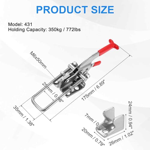 HARFINGTON Toggle Latch Clamp 431 M6x50mm 772lbs Holding Capacity